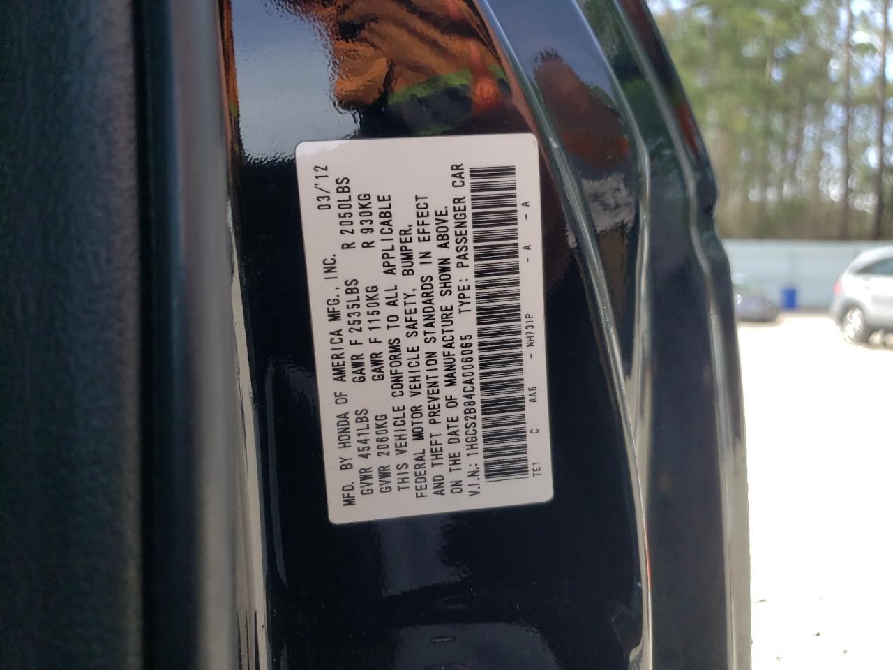 Photo 10 from auction – 2012 HONDA ACCORD EXL with VIN 1HGCS2B84CA006065