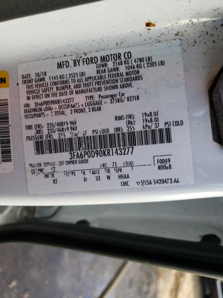 Photo 10 from auction – 2019 FORD FUSION TIT with VIN 3FA6P0D90KR143277