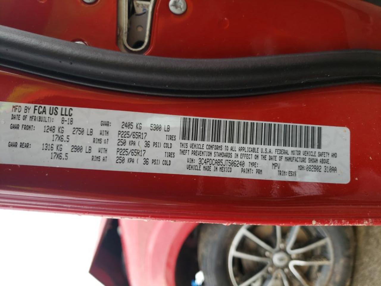 Photo 10 from auction – 2018 DODGE JOURNEY SE with VIN 3C4PDCAB5JT506240