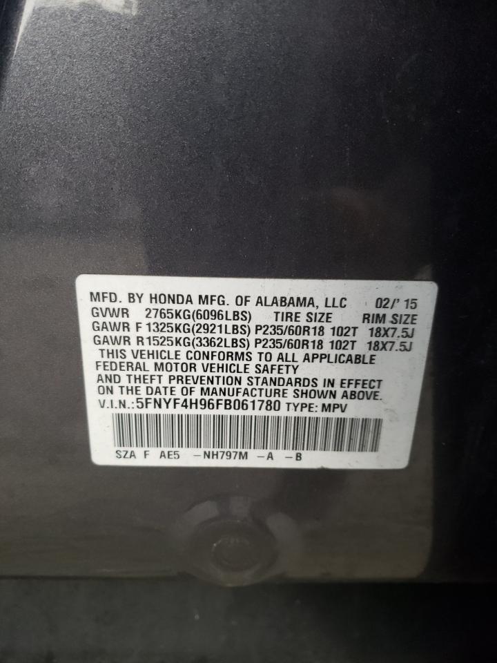 Photo 10 from auction – 2015 HONDA PILOT TOUR with VIN 5FNYF4H96FB061780