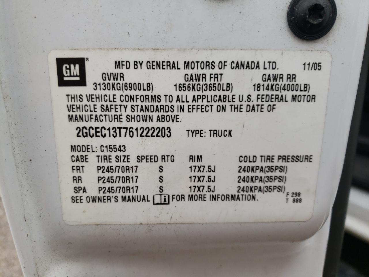 Photo 10 from auction – 2006 CHEVROLET SILVERADO with VIN 2GCEC13T761222203