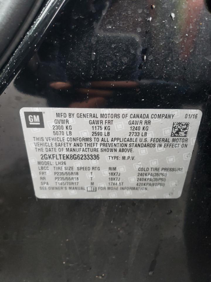 Photo 10 from auction – 2016 GMC TERRAIN SL with VIN 2GKFLTEK8G6233336