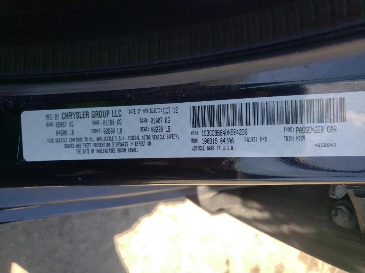 Zdjęcie 10 z aukcji – 2013 CHRYSLER 200 TOURIN z VIN 1C3CCBBB4DN584236