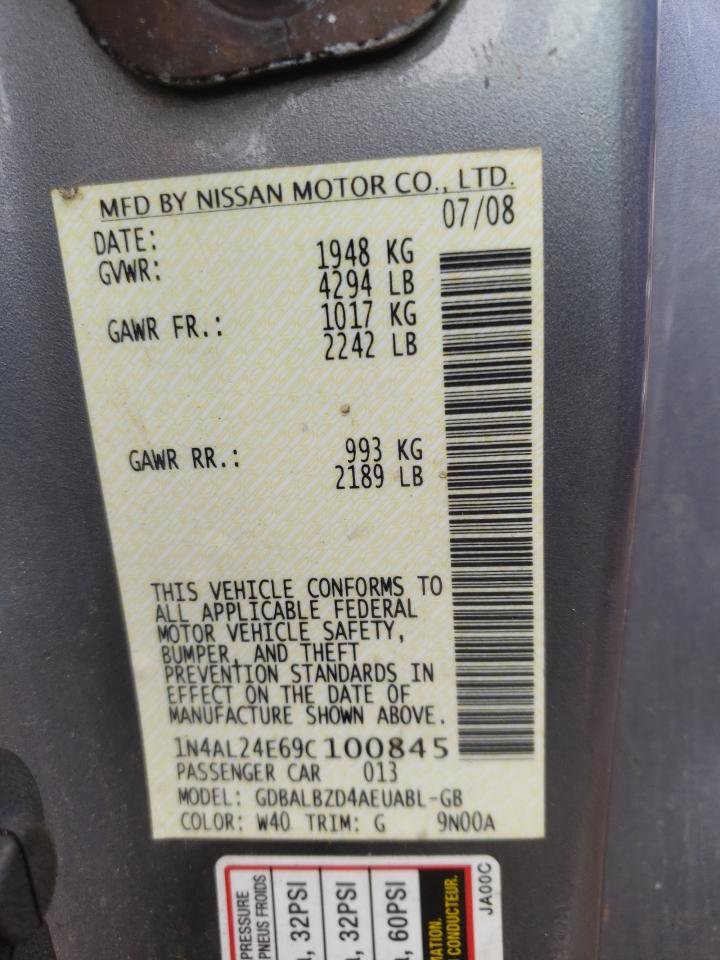 Photo 10 from auction – 2009 NISSAN ALTIMA 2.5 with VIN 1N4AL24E69C100845