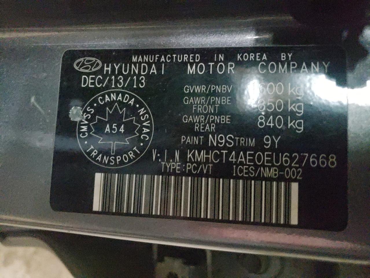 Photo 10 from auction – 2014 HYUNDAI ACCENT GLS with VIN KMHCT4AE0EU627668