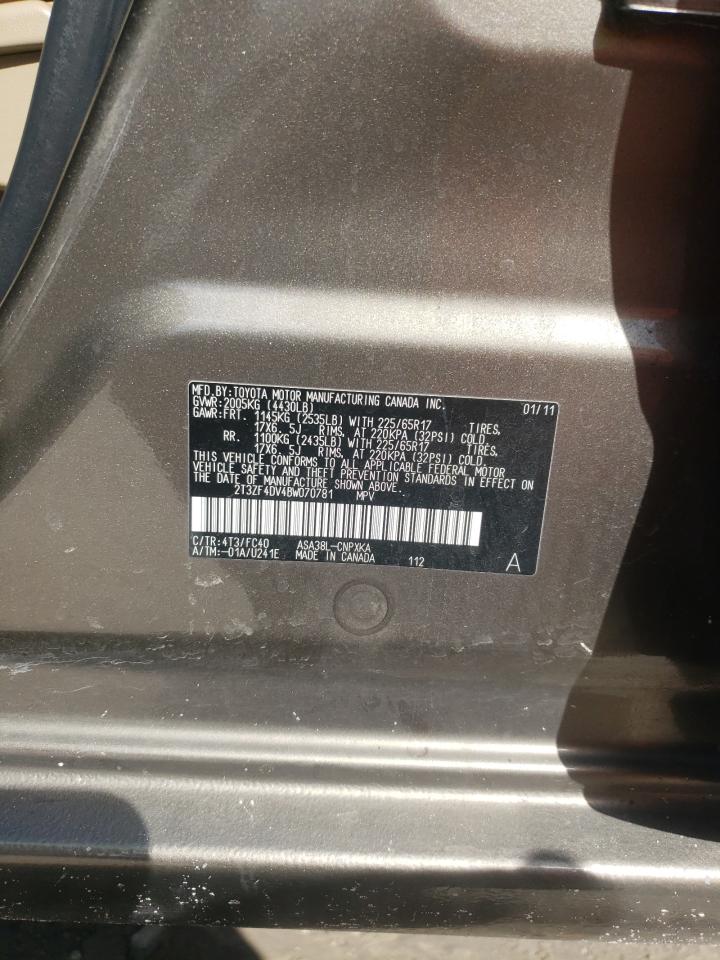 Photo 10 from auction – 2011 TOYOTA RAV4 with VIN 2T3ZF4DV4BW070781