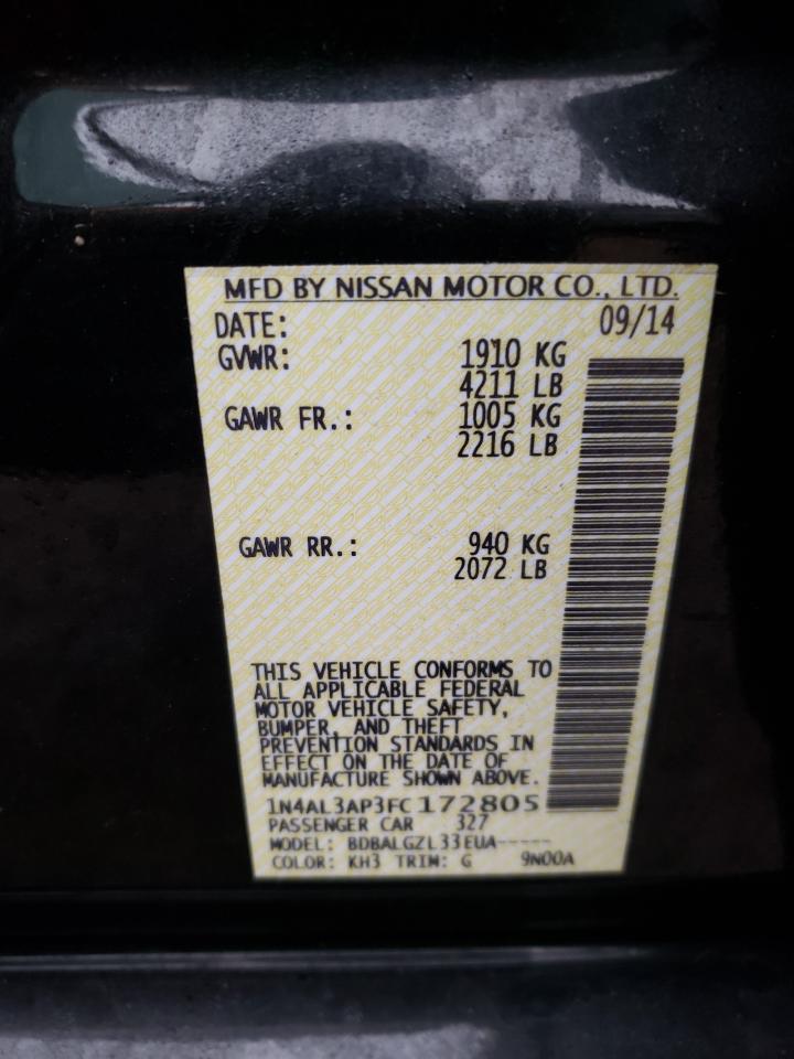 Photo 10 from auction – 2015 NISSAN ALTIMA 2.5 with VIN 1N4AL3AP3FC172805