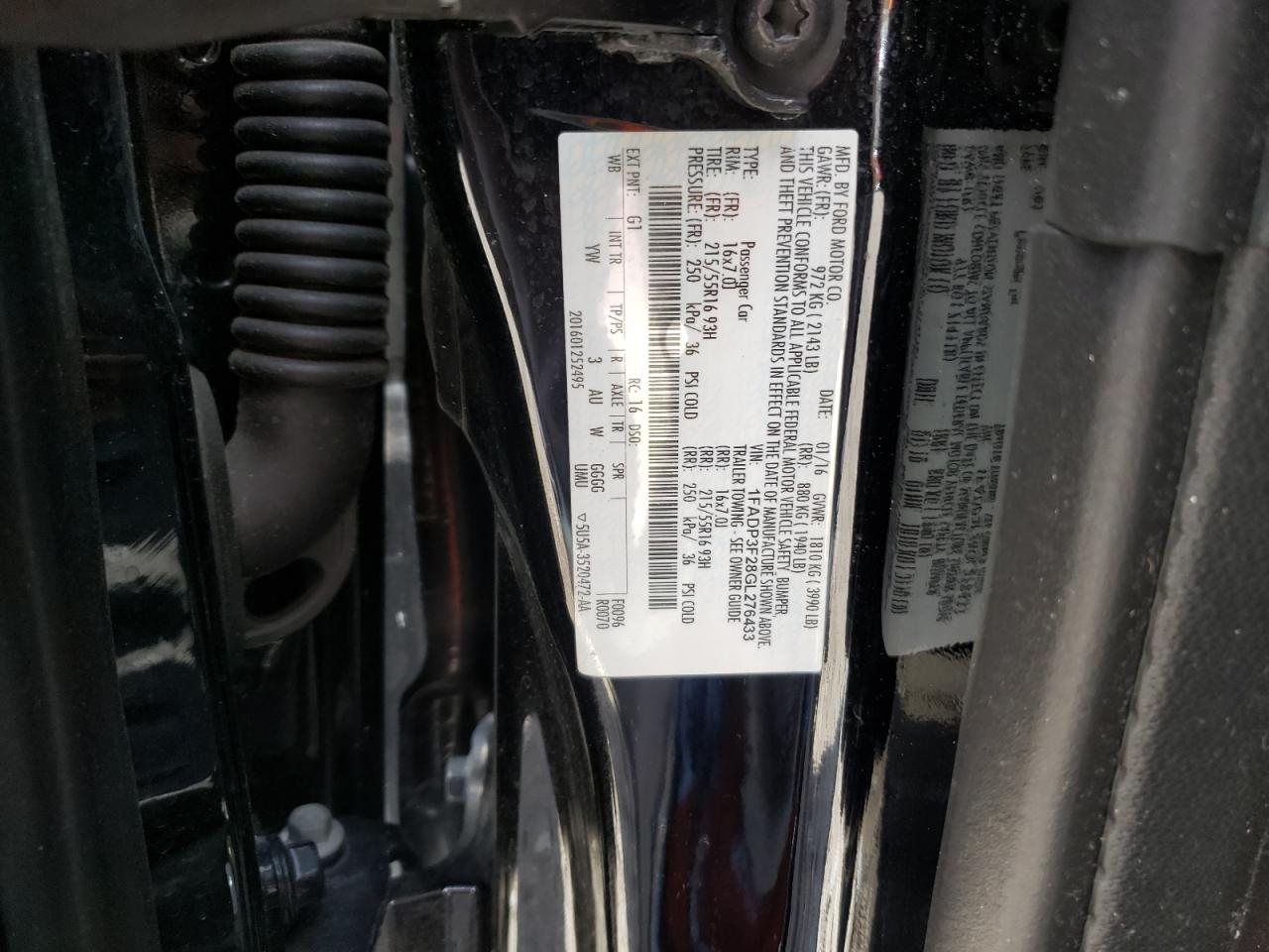 Photo 10 from auction – 2016 FORD FOCUS SE with VIN 1FADP3F28GL276433