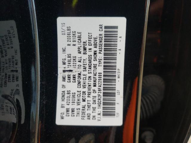 Photo 10 from auction – 2015 HONDA ACCORD with VIN 1HGCR2F38FA229899