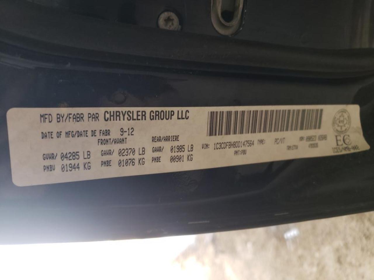 Photo 10 from auction – 2013 DODGE DART SXT with VIN 1C3CDFBH8DD147564