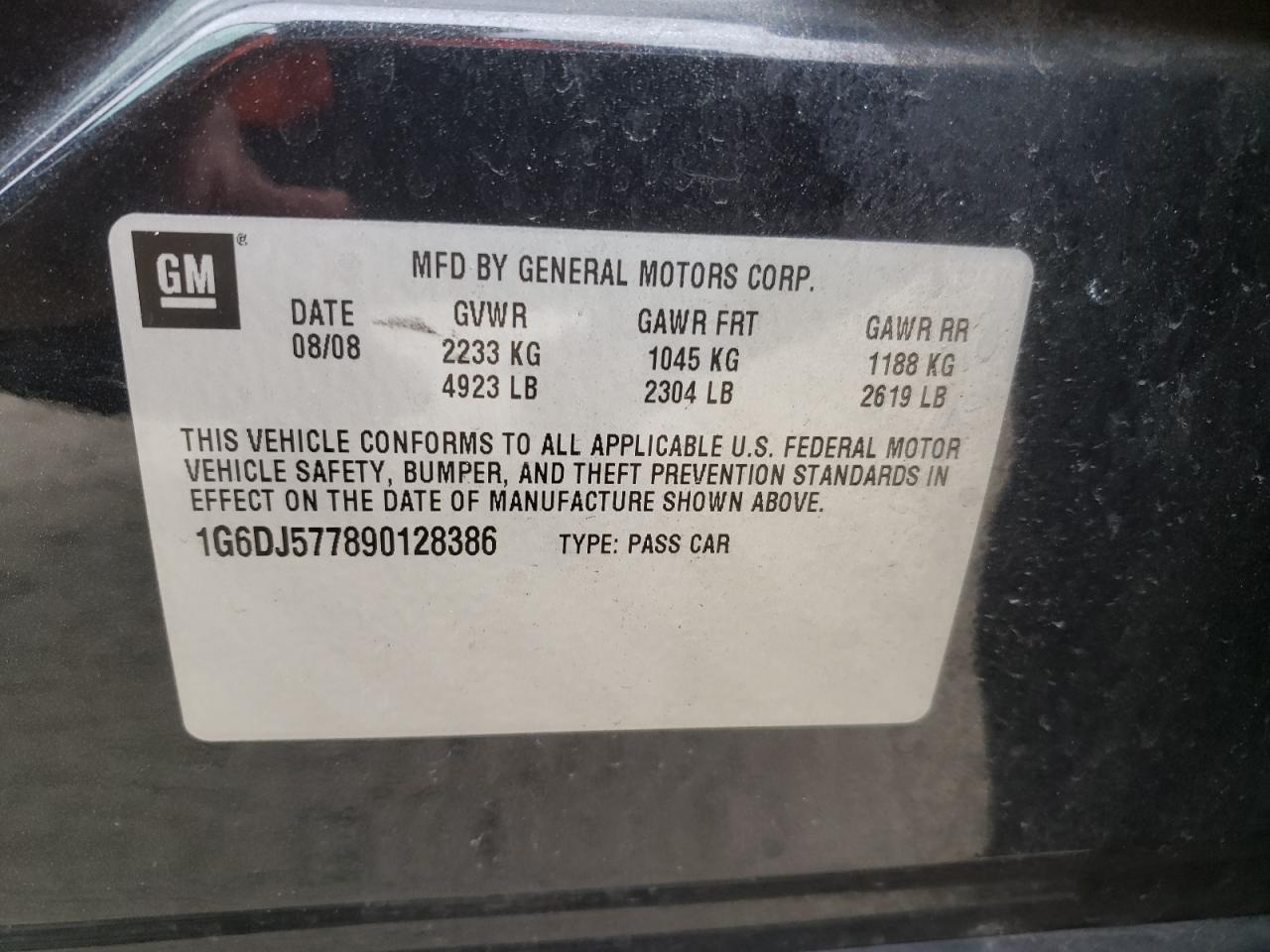 Photo 10 from auction – 2009 CADILLAC CTS with VIN 1G6DJ577890128386