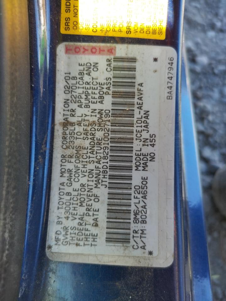 Photo 10 from auction – 2001 LEXUS IS 300 with VIN JTHBD182910027190