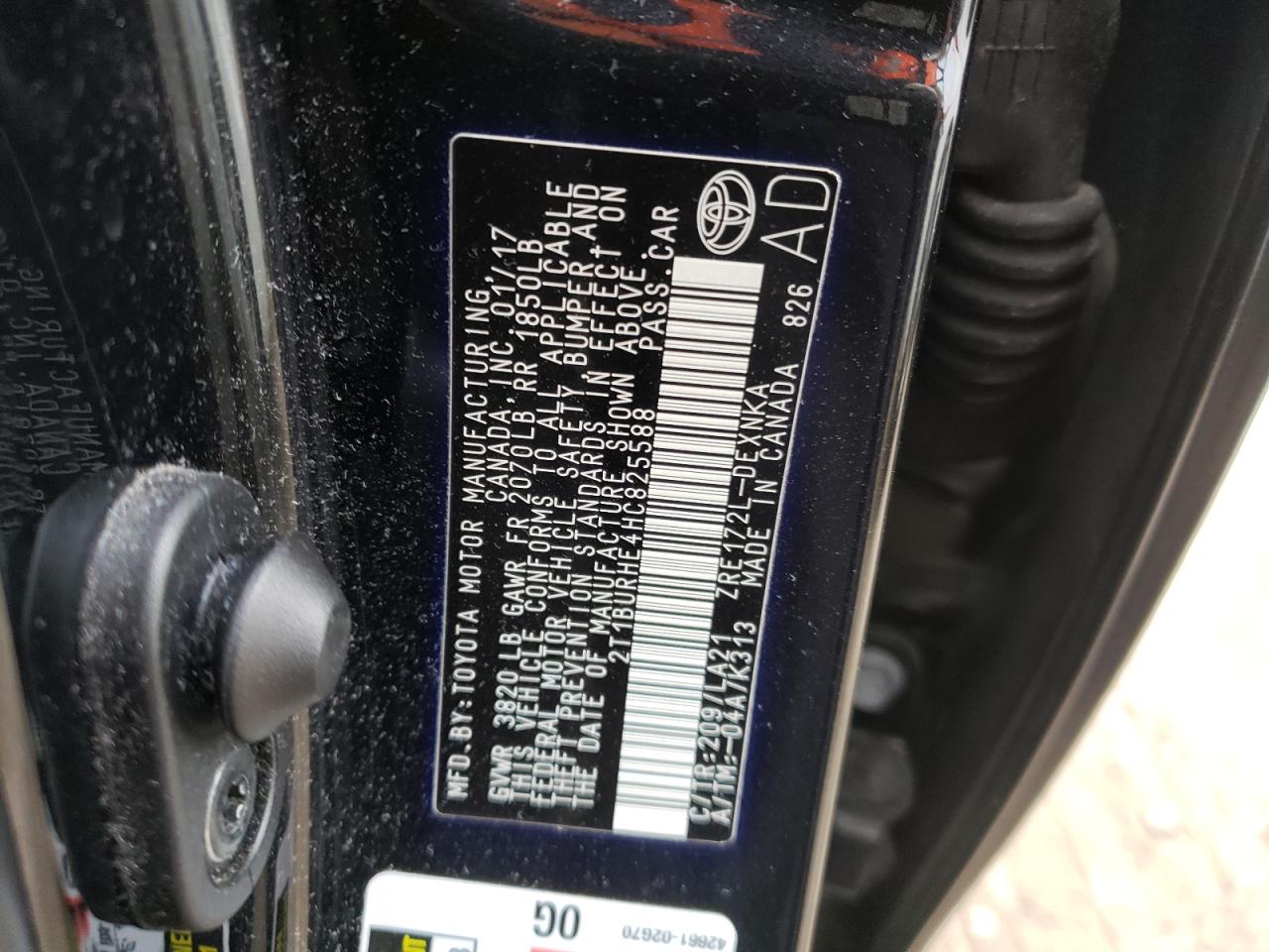 Photo 10 from auction – 2017 TOYOTA COROLLA L with VIN 2T1BURHE4HC825588
