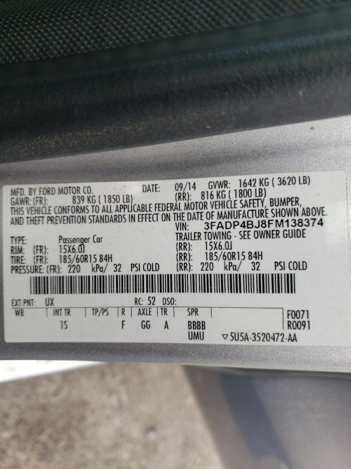 Photo 10 from auction – 2015 FORD FIESTA SE with VIN 3FADP4BJ8FM138374
