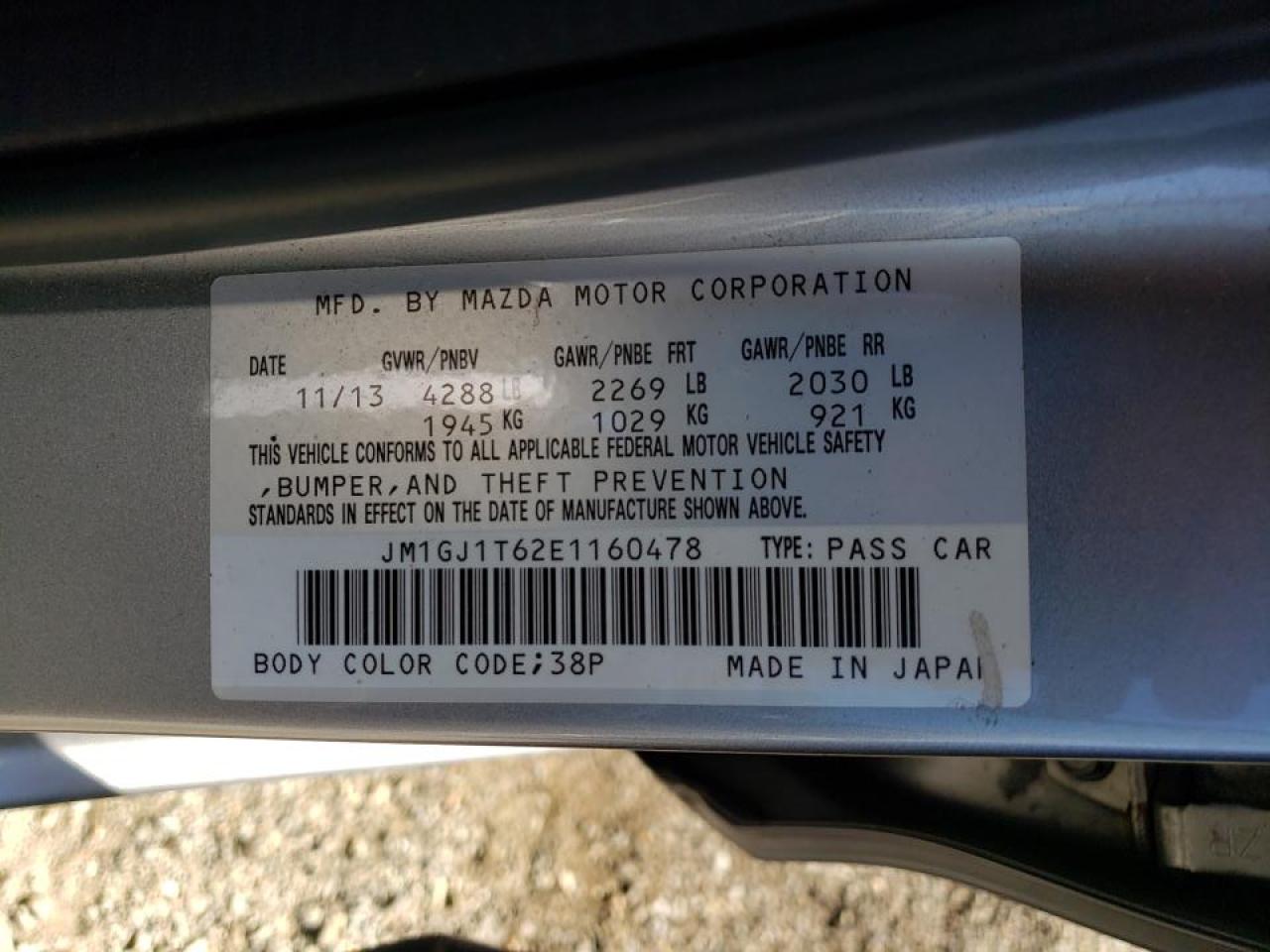 Photo 10 from auction – 2014 MAZDA 6 TOURING with VIN JM1GJ1T62E1160478