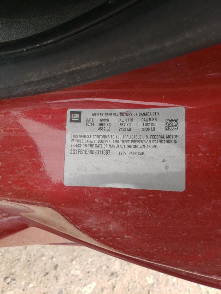 Photo 10 from auction – 2014 CHEVROLET CAMARO LT with VIN 2G1FB1E38E9311887