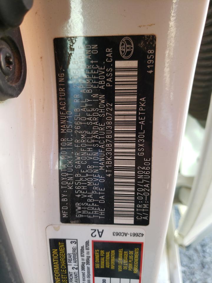 Foto 10 de la subasta – 2011 TOYOTA AVALON BAS con VIN 4T1BK3DB7BU380722