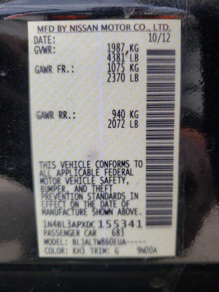 Photo 10 from auction – 2013 NISSAN ALTIMA 3.5 with VIN 1N4BL3APXDC155341