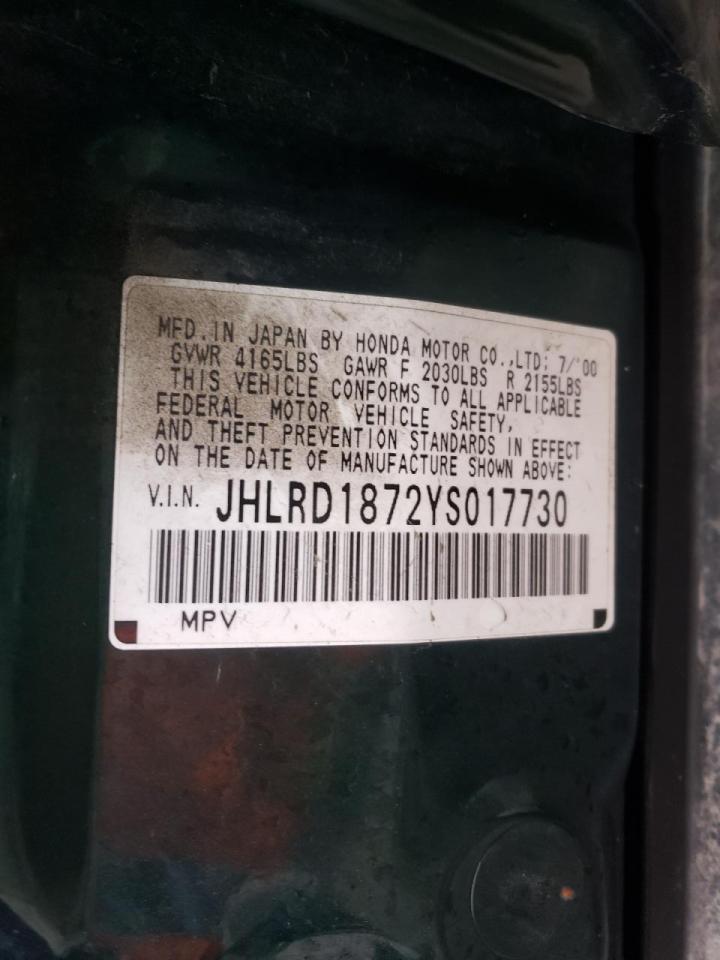 Photo 10 from auction – 2000 HONDA CR-V SE with VIN JHLRD1872YS017730