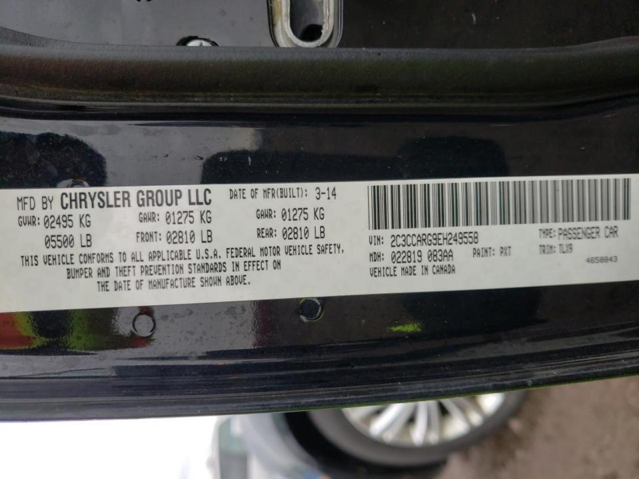 Photo 10 from auction – 2014 CHRYSLER 300 with VIN 2C3CCARG9EH249558