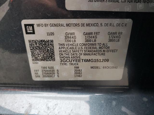 Photo 10 from auction – 2021 CHEVROLET SILVERADO with VIN 3GCUYEET6MG151209