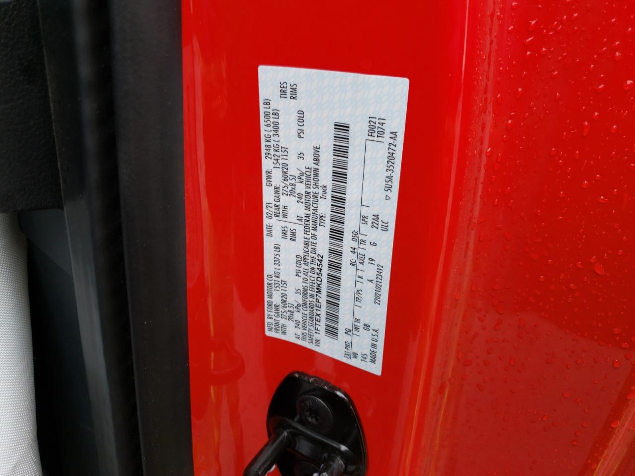 Photo 10 from auction – 2021 FORD F150 SUPER with VIN 1FTEX1EP7MKD54542