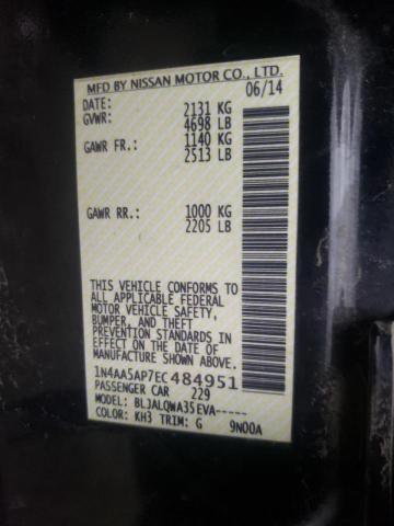 Photo 10 from auction – 2014 NISSAN MAXIMA S with VIN 1N4AA5AP7EC484951