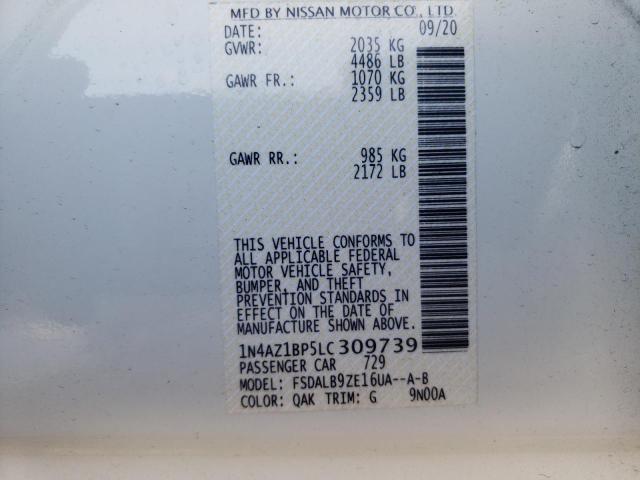 Photo 10 from auction – 2020 NISSAN LEAF S with VIN 1N4AZ1BP5LC309739