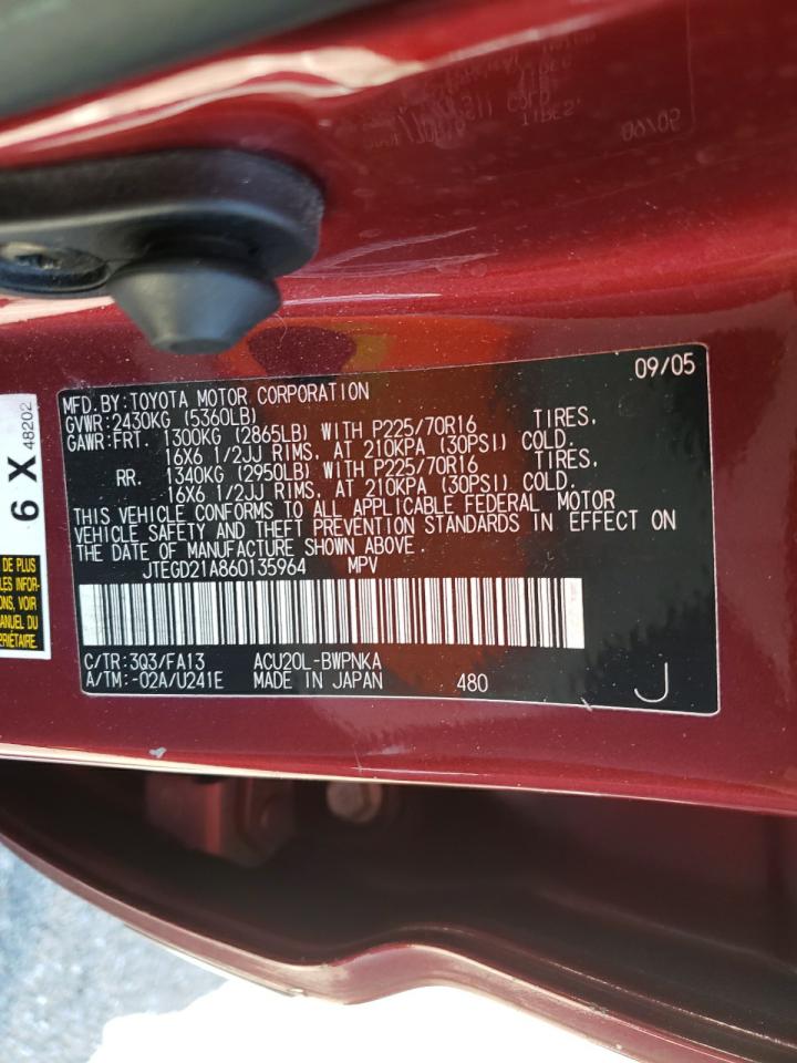 Photo 10 from auction – 2006 TOYOTA HIGHLANDER with VIN JTEGD21A860135964