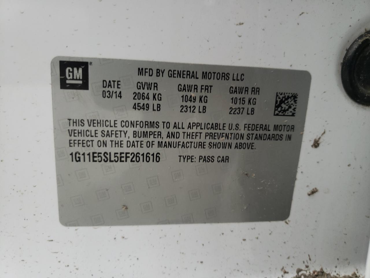 Photo 10 from auction – 2014 CHEVROLET MALIBU 2LT with VIN 1G11E5SL5EF261616