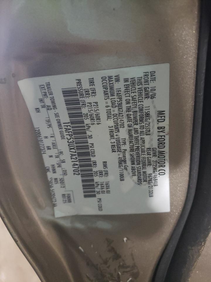 Photo 10 from auction – 2007 FORD TAURUS SE with VIN 1FAFP53UX7A214702