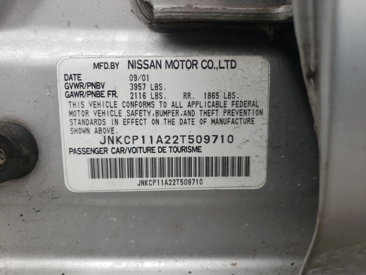 Photo 10 from auction – 2002 INFINITI G20 with VIN JNKCP11A22T509710