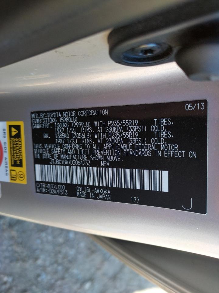 Photo 10 from auction – 2013 LEXUS RX 450 with VIN JTJBC1BA7D2064233