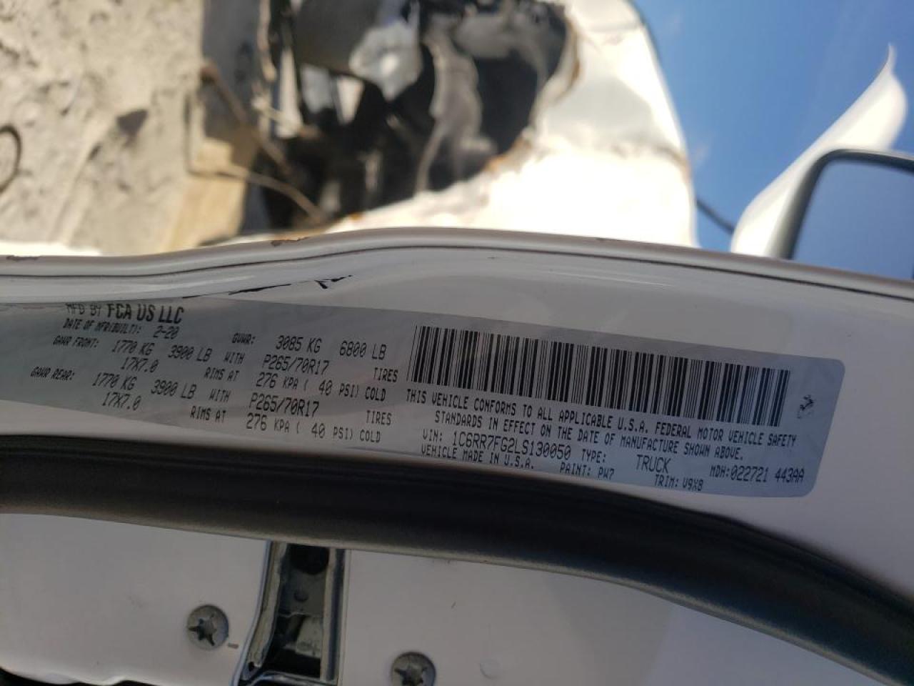 Photo 10 from auction – 2020 RAM 1500 CLASS with VIN 1C6RR7FG2LS130050