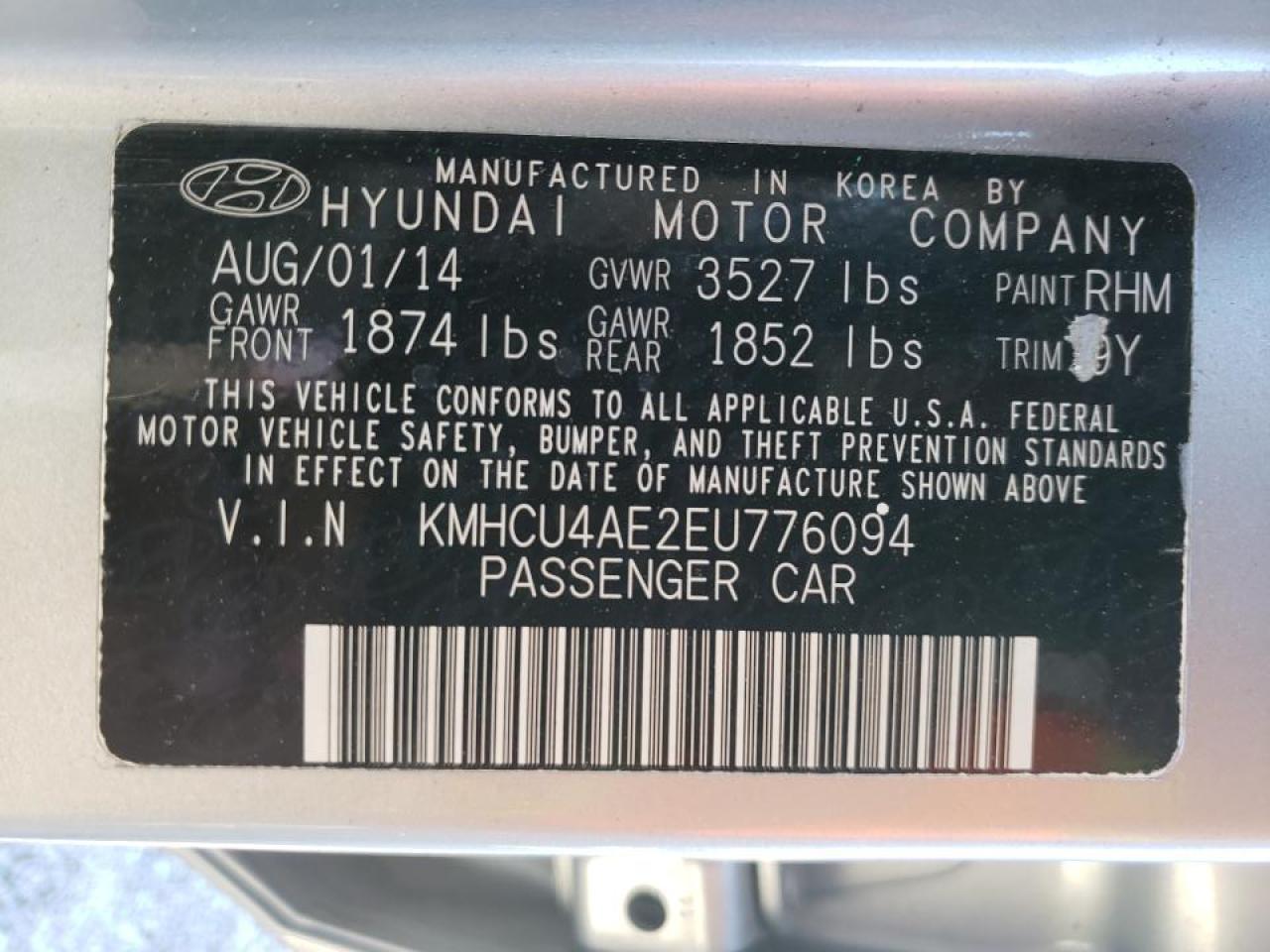 Photo 10 from auction – 2014 HYUNDAI ACCENT GLS with VIN KMHCU4AE2EU776094