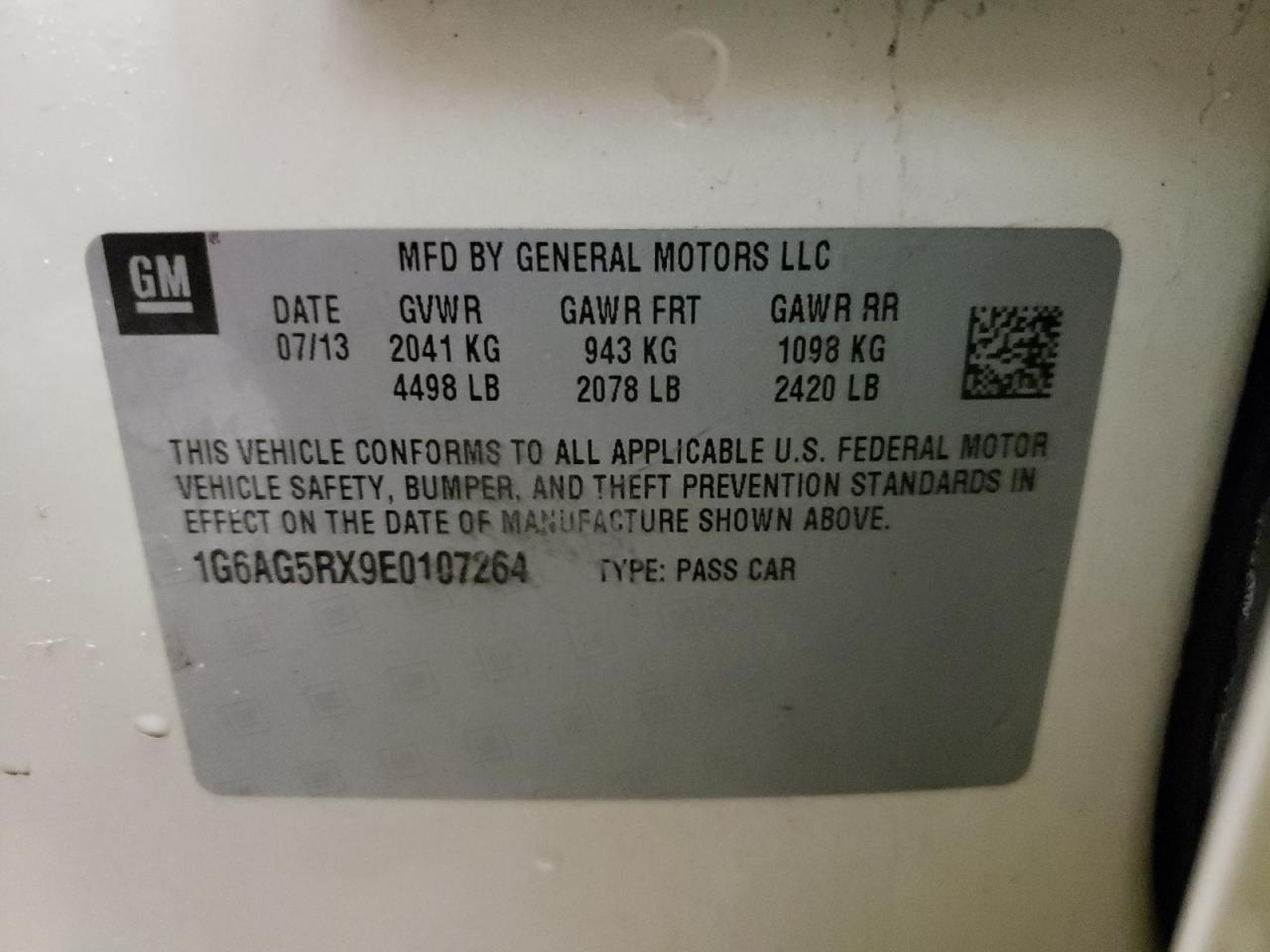 Photo 10 from auction – 2014 CADILLAC ATS with VIN 1G6AG5RX9E0107264