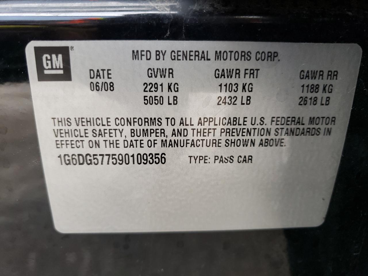 Photo 10 from auction – 2009 CADILLAC CTS with VIN 1G6DG577590109356