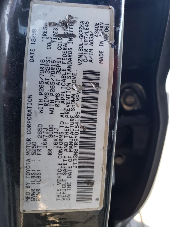 Photo 10 from auction – 2000 TOYOTA 4RUNNER LI with VIN JT3GN87R9Y0154189