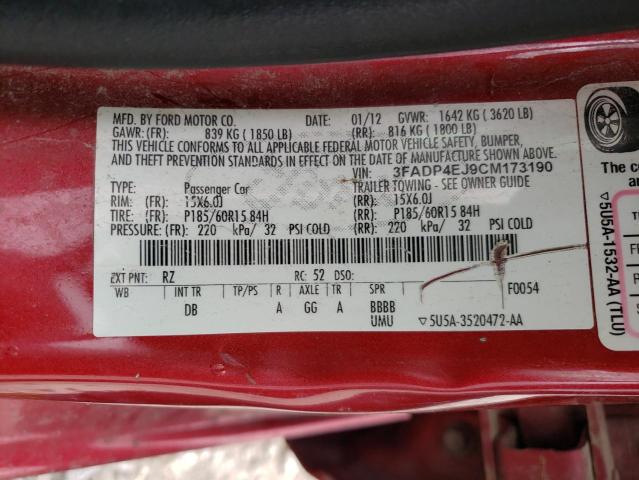Photo 10 from auction – 2012 FORD FIESTA SE with VIN 3FADP4EJ9CM173190