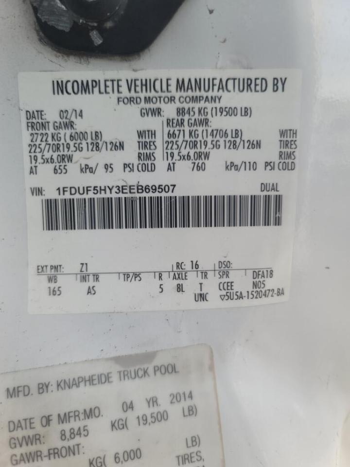 Photo 10 from auction – 2014 FORD F550 SUPER with VIN 1FDUF5HY3EEB69507
