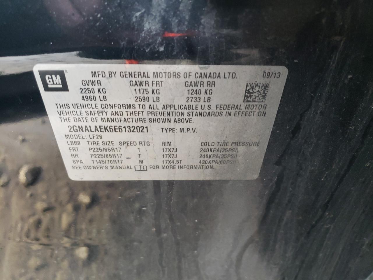 Photo 10 from auction – 2014 CHEVROLET EQUINOX LS with VIN 2GNALAEK6E6132021