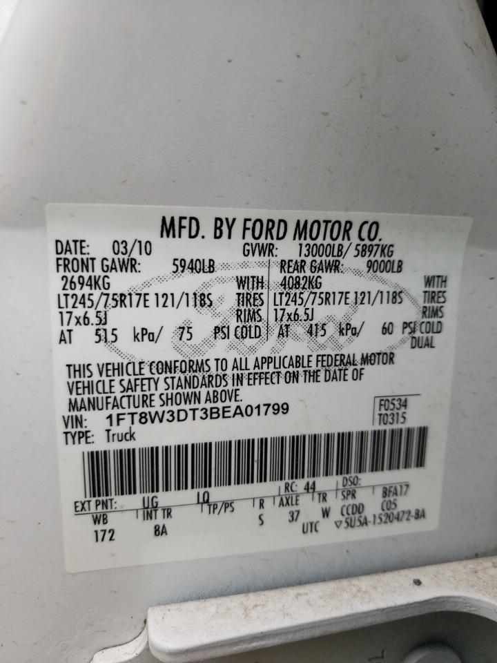 Photo 10 from auction – 2011 FORD F350 SUPER with VIN 1FT8W3DT3BEA01799