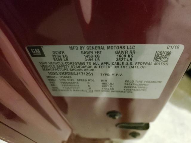 Photo 10 from auction – 2010 GMC ACADIA SL with VIN 1GKLVKED6AJ171261