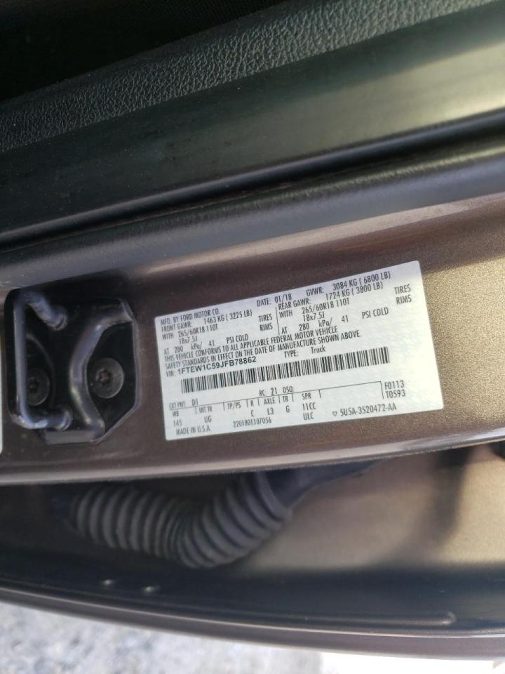 Photo 10 from auction – 2018 FORD F150 SUPER with VIN 1FTEW1C59JFB78862
