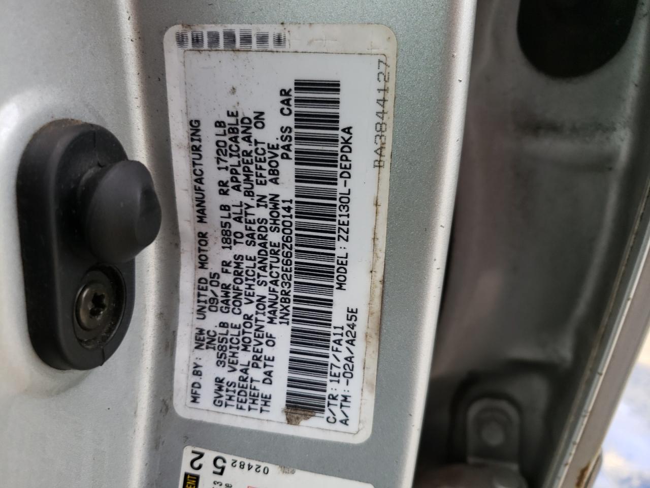 Photo 10 from auction – 2006 TOYOTA COROLLA CE with VIN 1NXBR32E66Z600141
