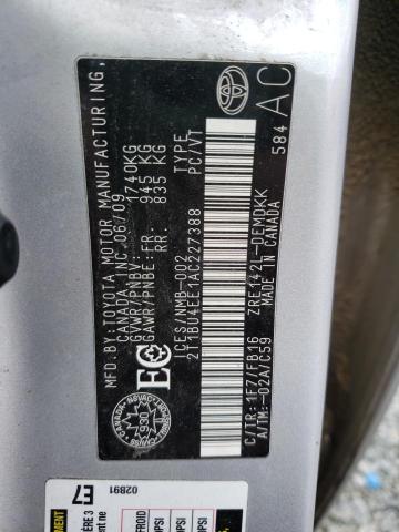Photo 10 from auction – 2010 TOYOTA COROLLA BA with VIN 2T1BU4EE1AC227388