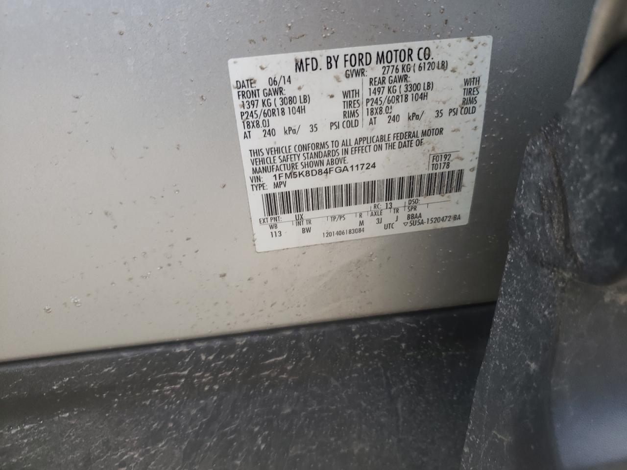 Photo 10 from auction – 2015 FORD EXPLORER X with VIN 1FM5K8D84FGA11724