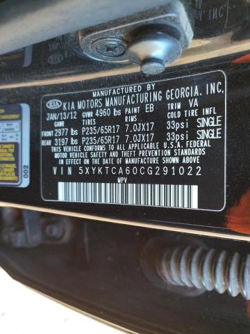 Photo 10 from auction – 2012 KIA SORENTO BA with VIN 5XYKTCA60CG291022