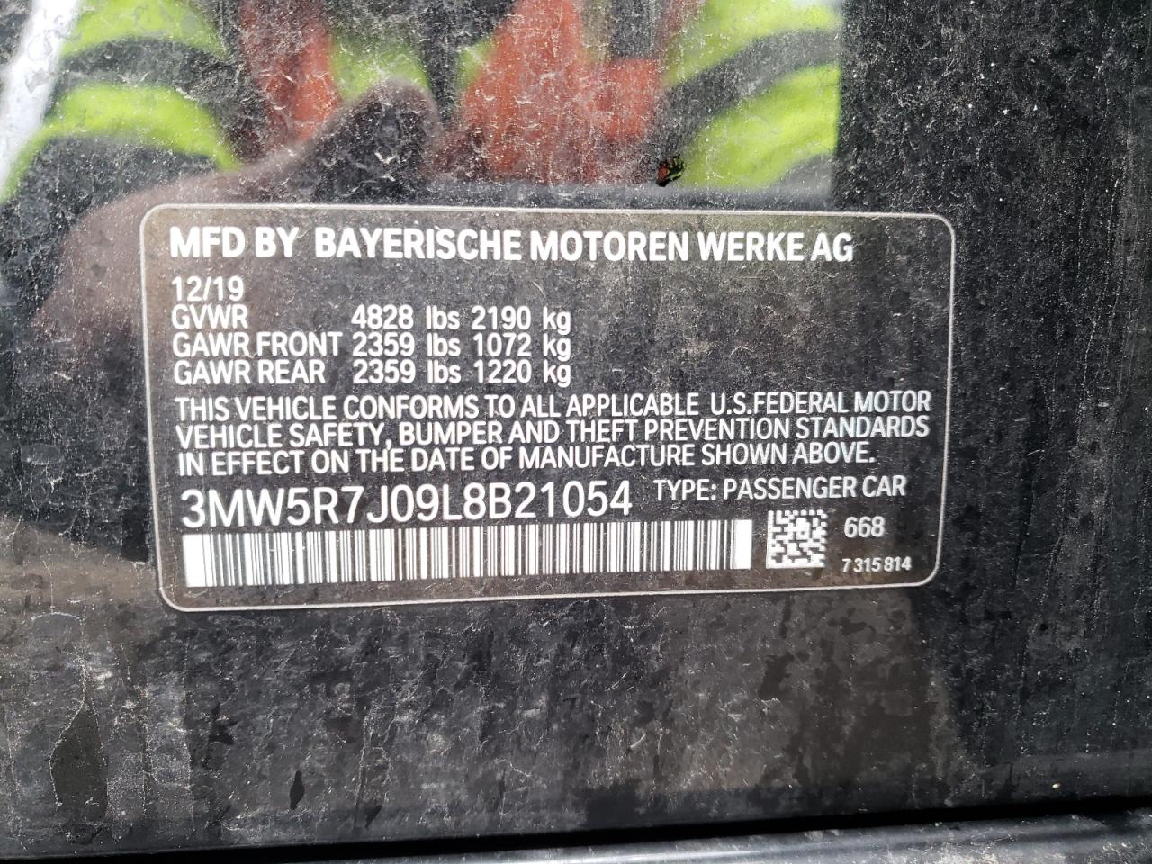 Photo 10 from auction – 2020 BMW 330XI with VIN 3MW5R7J09L8B21054