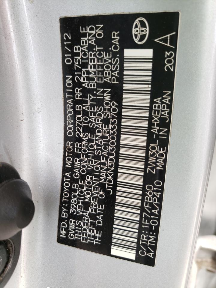 Photo 10 from auction – 2012 TOYOTA PRIUS with VIN JTDKN3DU3C0333709